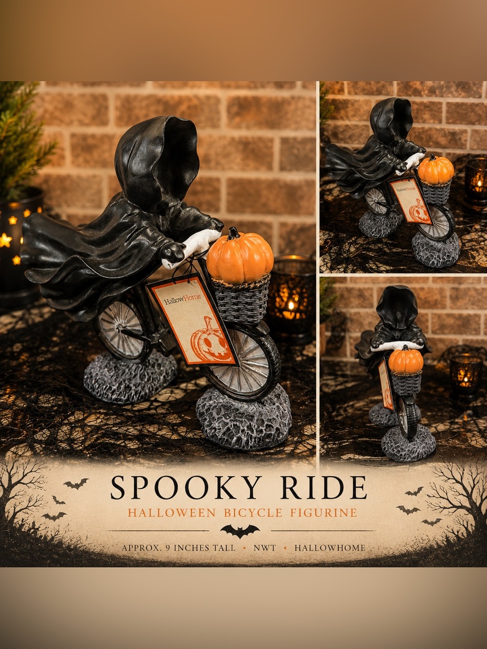🎃 NWT Halloween Hooded Ghost Bicycle Figurine – HomeGoods 2026 Collection